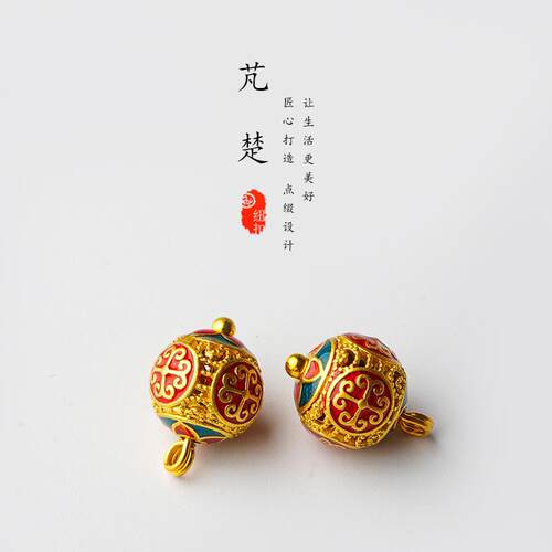 芃楚古法景泰蓝金属镂空纽扣