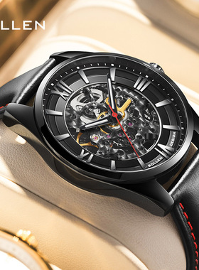 SOLLEN梭伦男士缕空全自动机械表黑武士时尚霸气男表615
