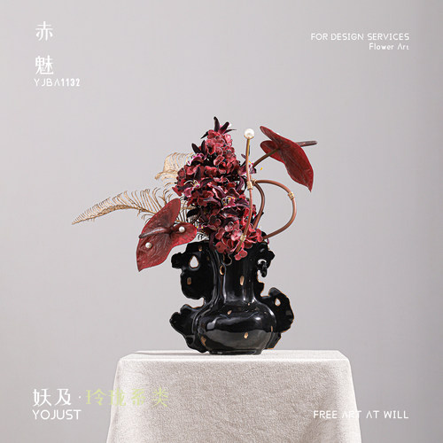 样板房书房琉璃仿真花复古南洋风