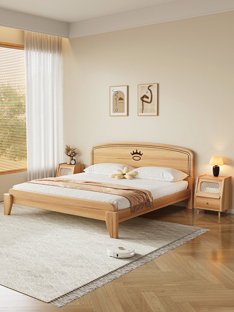 鹅掌楸全实木床双人床简约现代1.5米儿童床架主卧2米婚床1米8大床