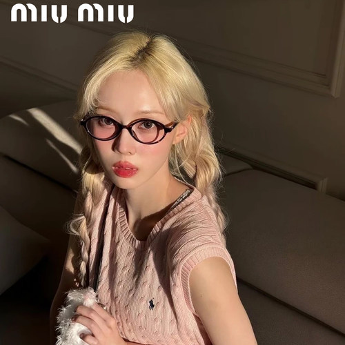 MIUMIU缪缪复古素颜圆框眼镜框女