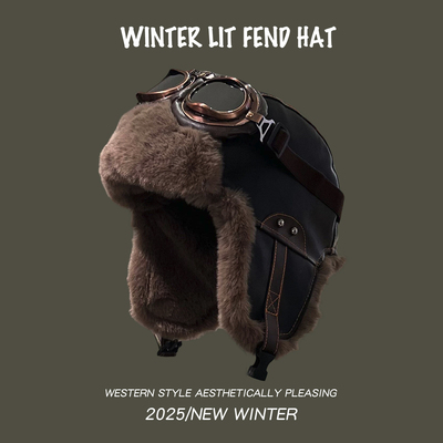 飞行员帽复古男女冬季加绒保暖