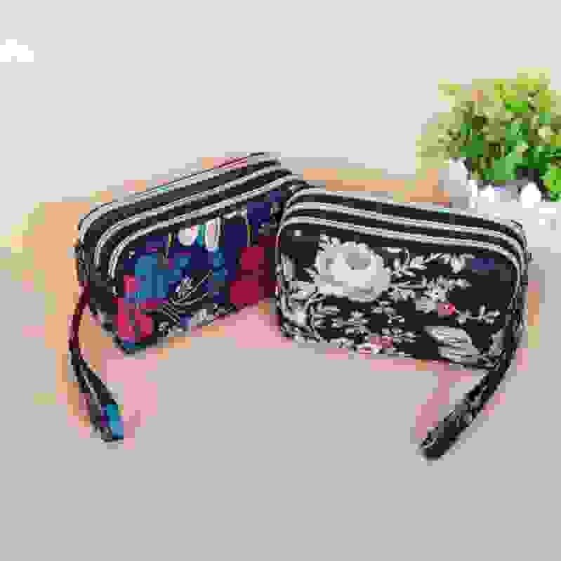 零钱包女长款帆布手拿包简约三层拉链手包女士小包大容量手机包袋