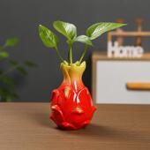 火龙果可爱陶瓷水培绿植铜钱草绿萝仿真花花瓶客厅办公室桌面花器