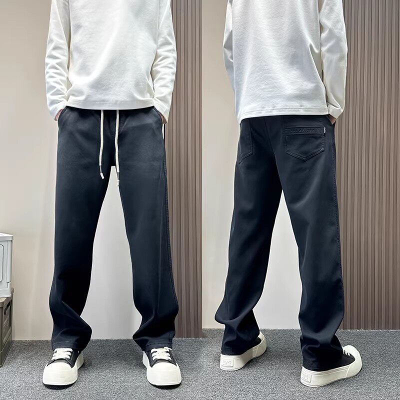 渐变色直筒显瘦弹力休闲裤男款秋冬季宽松运动卫裤痞帅男黑色裤子