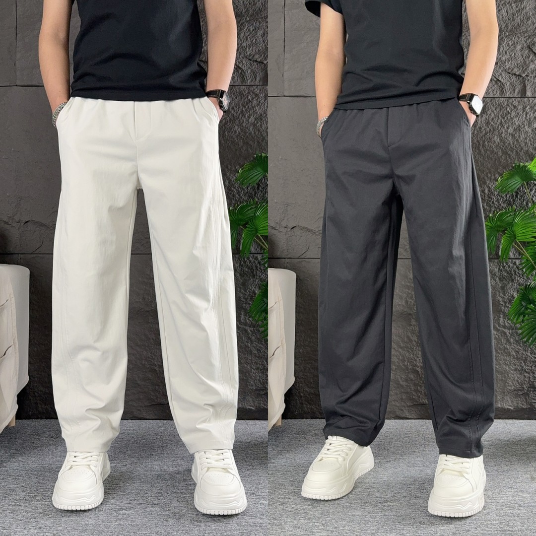 夏季薄款宽松直筒休闲裤男