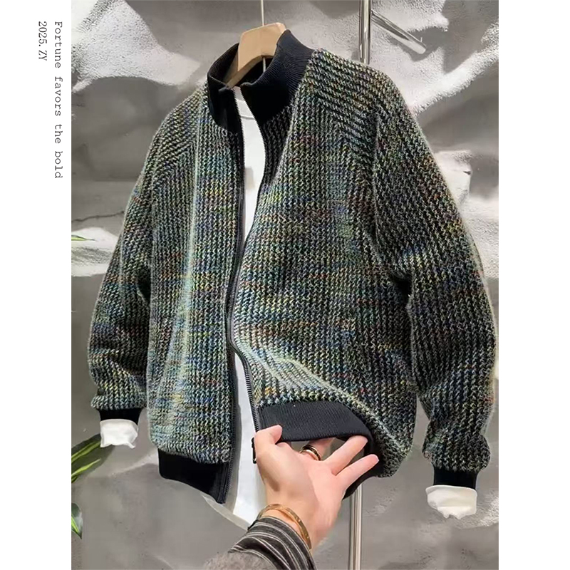 冬季新款小香风针织棉服男