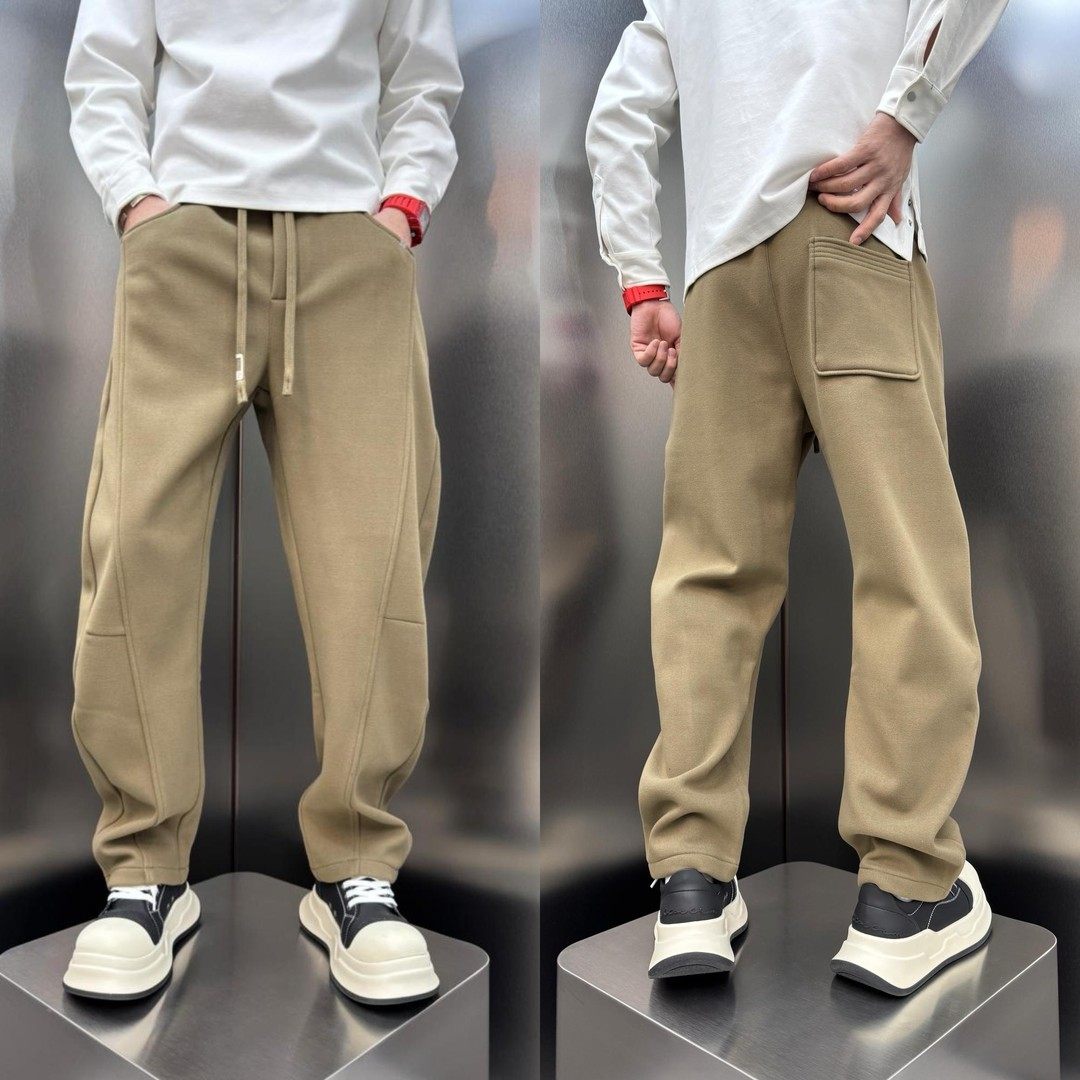 美式重磅弯刀裤男士2025新款秋冬加绒直筒休闲运动卫裤子男款加厚