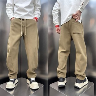 美式重磅弯刀裤男士2025新款秋冬加绒直筒休闲运动卫裤子男款加厚