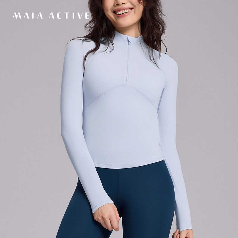 线雕TEE紧身长袖T恤运动跑步骑行训练瑜伽上衣MAIAACTIV