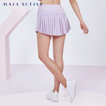 MAIAACTIVE 假两件撞色透气高腰百褶裙运动短裙网球裙女 SK002