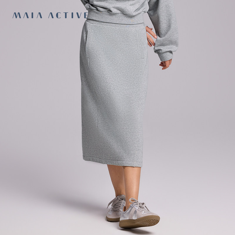 中长直筒毛圈半裙棉修身显瘦运动瑜伽下装半裙MAIAACTIVE 