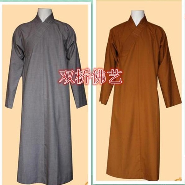 特价了尘济源僧服长褂 用品 春秋冬季男女款僧衣大褂黄灰两色