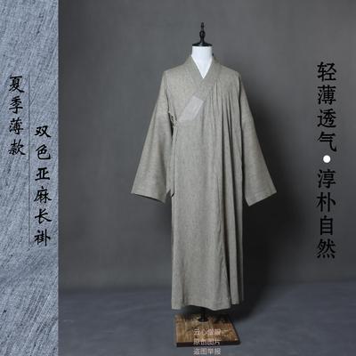 新款夏季新款薄款僧服僧衣长褂亚麻僧人僧袍出家师父和尚大褂比丘
