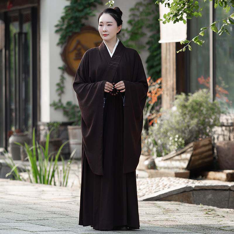 23新款缎梵棉麻海青居士服女秋季和尚衣服男女僧衣僧服袈裟禅修海