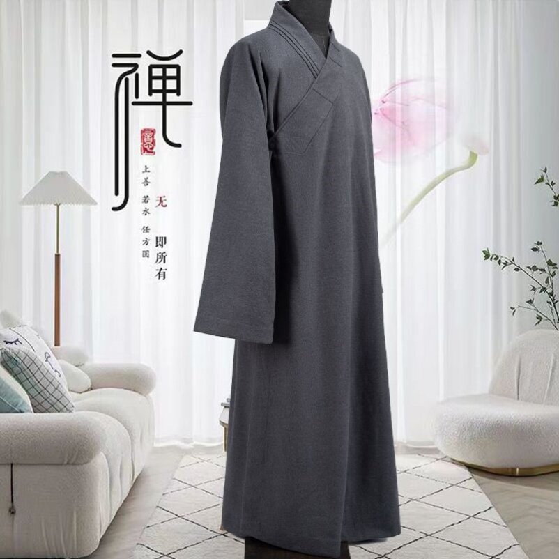 特价秋冬季高档僧服毛呢大褂厚款加里男出家人长褂和尚服女比丘尼