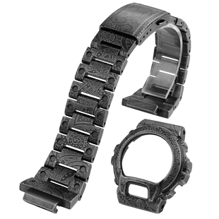 适配卡西欧GSHOCK DW6900表带表壳金属精钢改装不锈钢佩斯利花