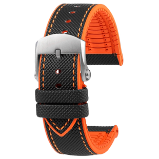 凯帝尼适用百年灵黄狼复仇者超级海洋航空计时氟橡胶表带碳纤格纹