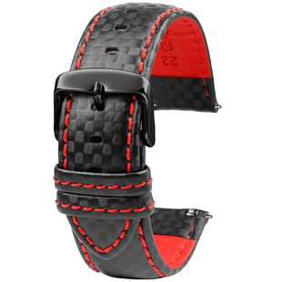 通用碳纤纹表带 适用美度舵手 西铁城 精工 卡西欧真皮男20 22mm