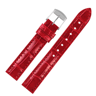 凯帝尼适用浪琴黛绰维纳表带真皮L5.255女时尚鳄鱼皮红色皮带15mm