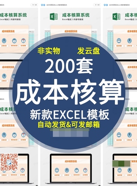 成本核算系统表格模板工厂车间成本会计核算分析管理exce模板wps