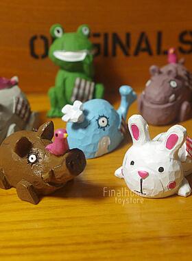 日式 杂货 懒趴趴 动物园 兔子 野猪 鲸 小狗 树脂摆件公仔玩具