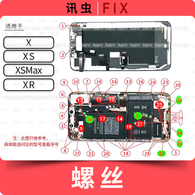 适用苹果全套螺丝X XS XSMax XR三角五星十字主板螺丝Max