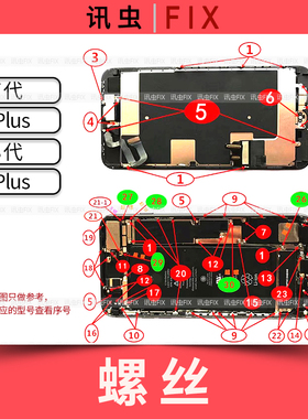 适用苹果全套螺丝7代7Plus 8代 8Plus三角五星十字主板螺丝Plus