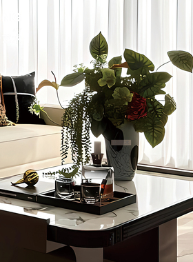 空合现代轻奢酒具托盘花艺组合