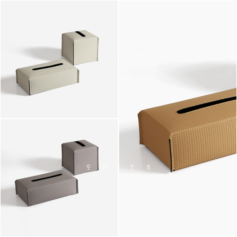 纸巾盒皮革金属样板间摆件