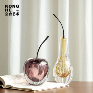 空合 现代琉璃水果梨子苹果 客厅茶几餐桌玄关卧室床头柜桌面摆件
