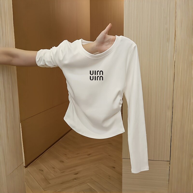 女童长袖t恤女秋季2025新款洋气纯棉短款中大童打底衫修身上衣