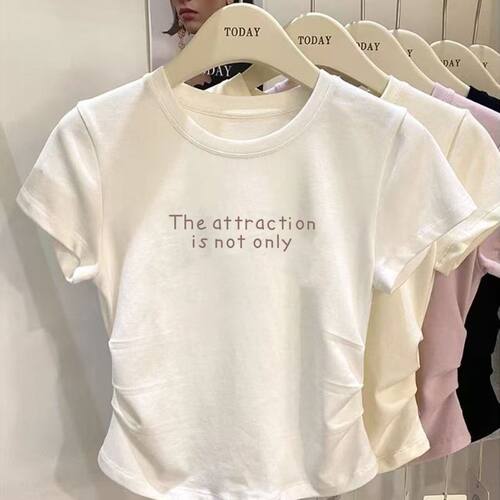纯棉女童修身设计感短袖上衣