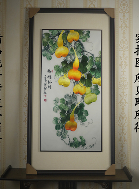 福禄临门苏绣玄关画纯手工桑蚕丝