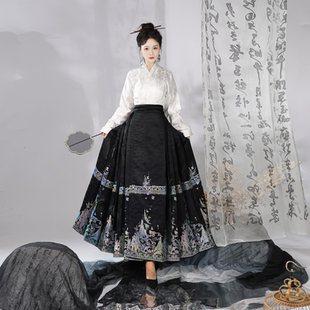 汉唐华韵原创【江畔烟雨】汉服女螺钿新中式马面裙日常通勤春夏秋