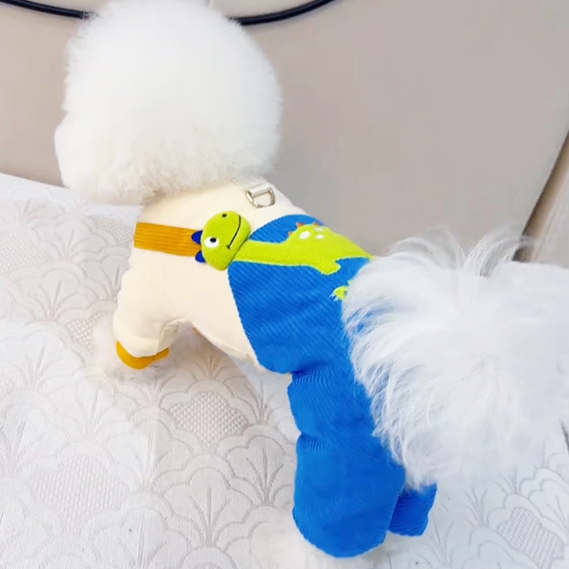 2025新款狗狗衣服秋冬四脚背带裤小型犬比熊泰迪博美加绒保暖棉衣