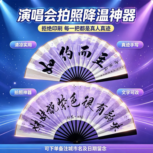 【许嵩】应援纯手写书法折扇团扇可定制音乐节演唱会加厚宣纸扇