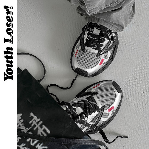 youthloser鞋子男原创小众设计感潮鞋银色复古厚底情侣运动老爹鞋 - 封面