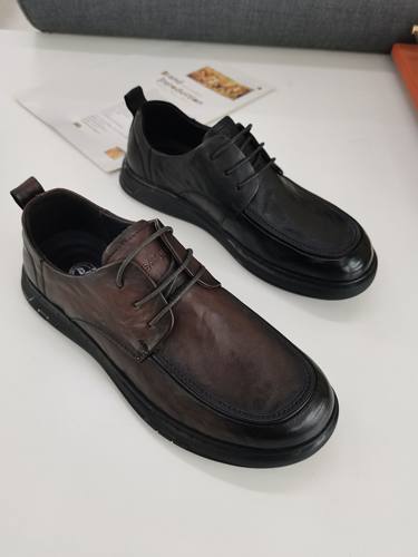 德赛帝伦2024豆豆乐福正品休闲皮鞋男士商务正装英伦风软底胖头超