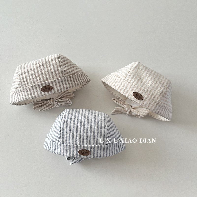婴儿海盗帽春秋季洋气条纹雅痞无檐地主帽婴幼儿男女宝宝瓜皮帽子