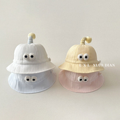 婴儿渔夫帽春秋季 可爱超萌大眼睛遮阳帽子男童女宝宝户外防晒盆帽