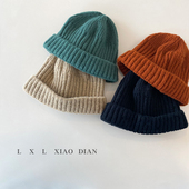 婴儿帽子秋冬婴幼儿瓜皮帽可爱超萌男女宝宝个性 纯色百搭毛线帽潮