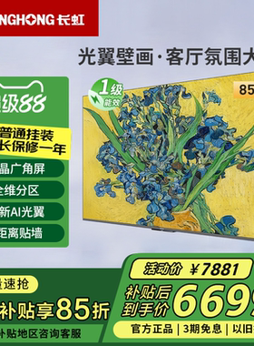 长虹85D7H Ultra 85英寸光翼壁画黑晶广角无影屏超清贴墙MiniLED
