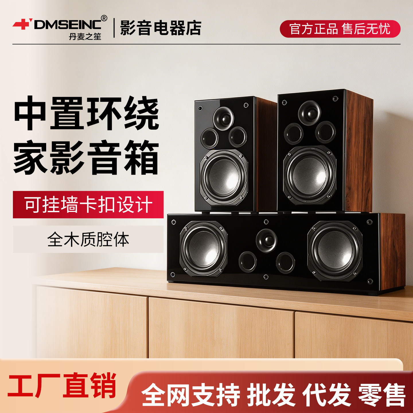 DMSEINC 环绕家庭影院无源音箱 壁挂环绕音箱 中置音箱 中环套装