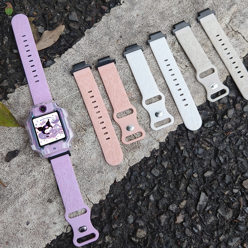 浮雕花纹硅胶表带适用小天才电话手表Z9Z8A配件Z7/Z6A/Z1/Q1A男女