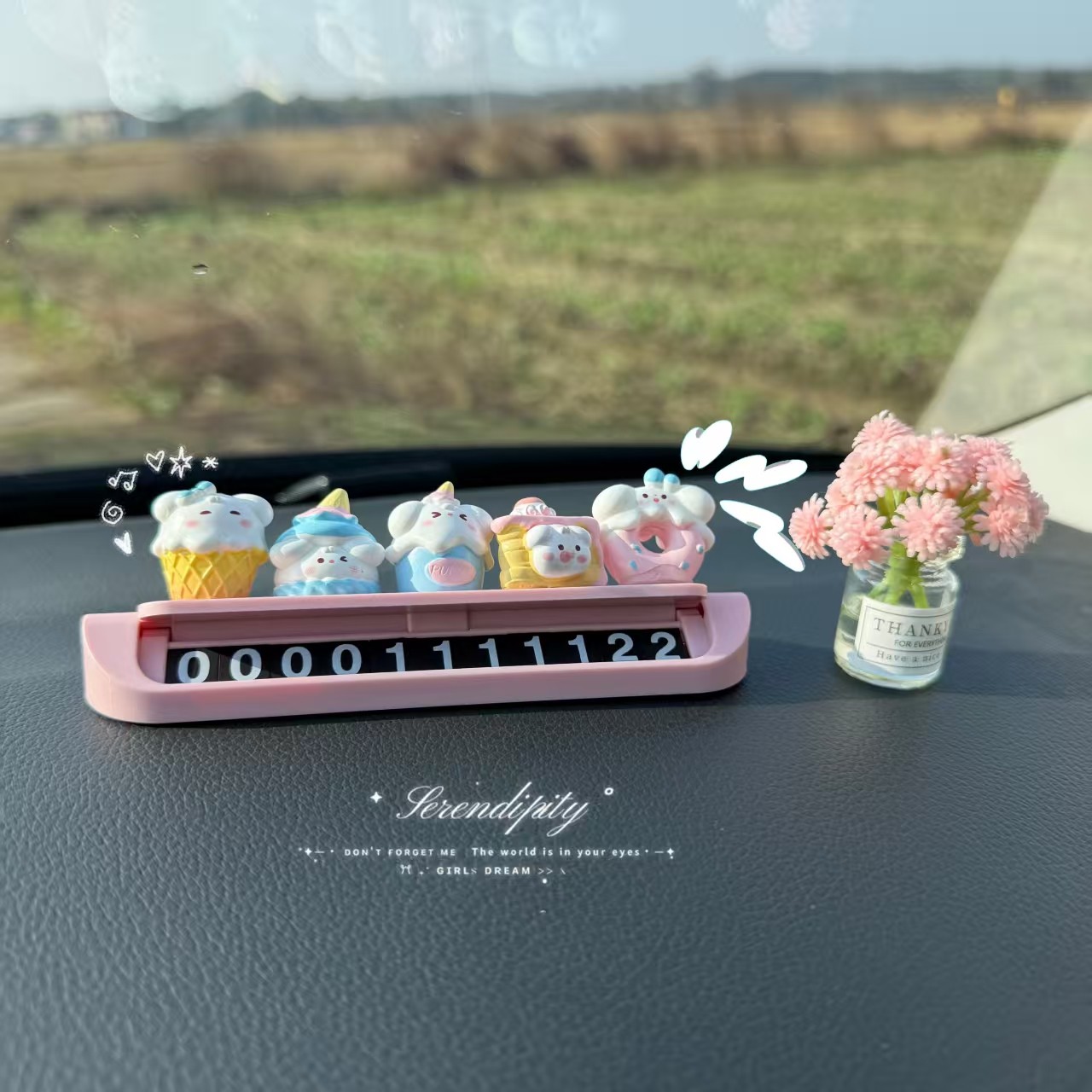 可爱蛋糕小狗挪车电话牌2026新款隐藏式汽车车载临时停车号码牌女,汽车用品/电子/清洗/改装,停车号码牌,淘宝优惠券,粉丝福利购,淘宝优惠卷