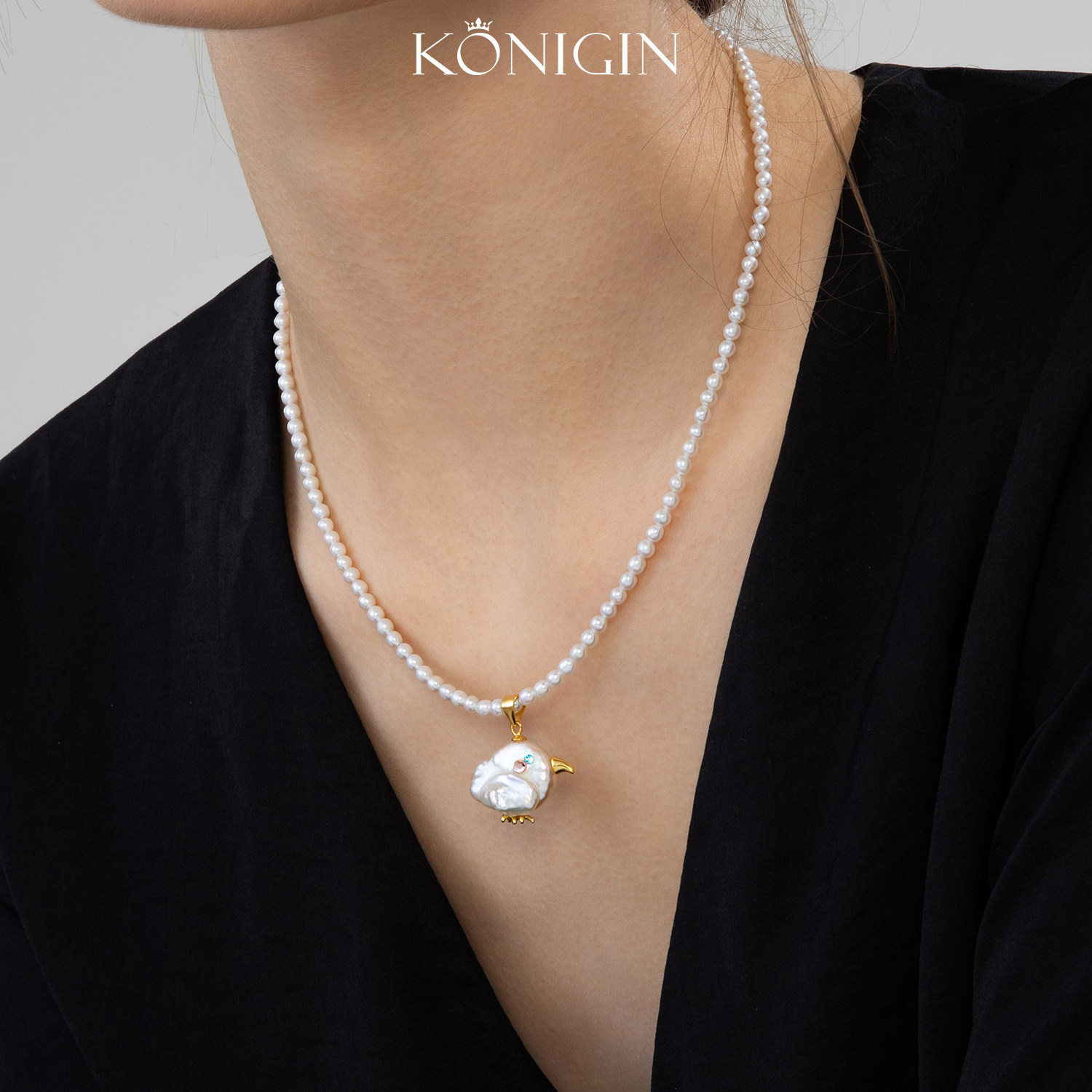 Konigin巴洛克淡水珍珠蛇年小旺鸡项链女925纯银2025年春季锁骨链