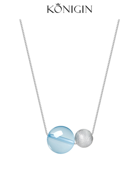 冰透海蓝宝项链女925纯银