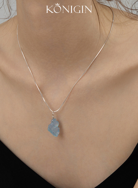 不规则海蓝宝项链女夏季锁骨链