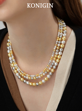 925纯银混彩糖果色珍珠项链女